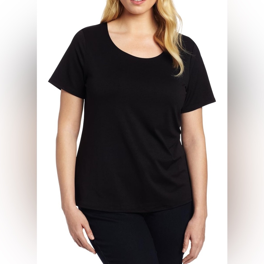 🚨NWT NOTATIONS Women's Solid Nylon Spandex
Short Sleeve Top - Picture 1 of 3